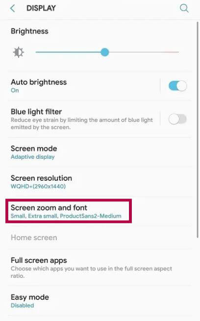 Samsung Change Font Settings